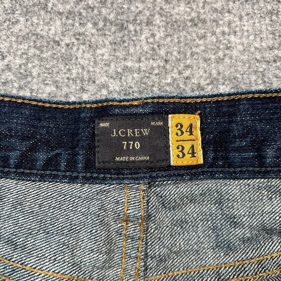 J Crew Jeans Mens 34 Denim Dark Wash Cotton 770 Straight High Rise 5 Pockets - Picture 5 of 12